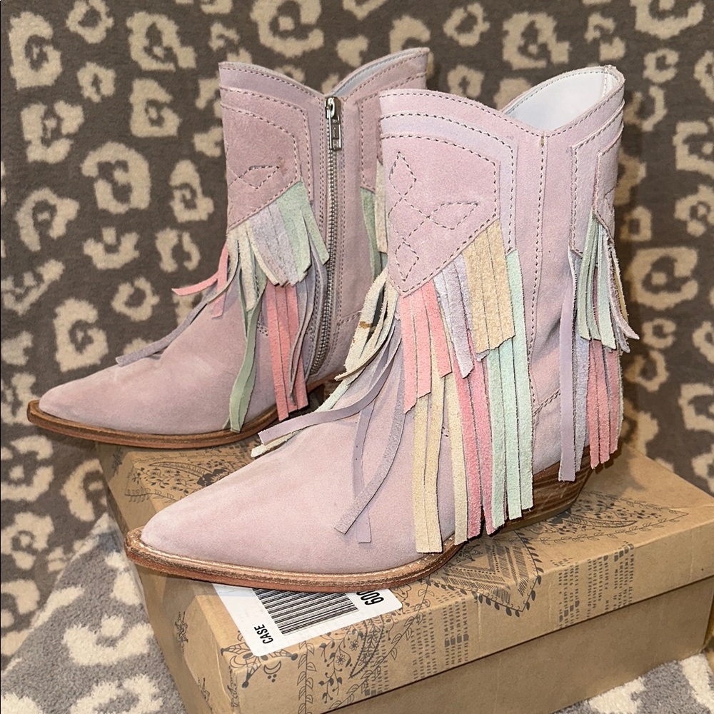 Free People Collection Lawless Fringe Western Booties in Pink Multi ππ - Picture 3 of 17
